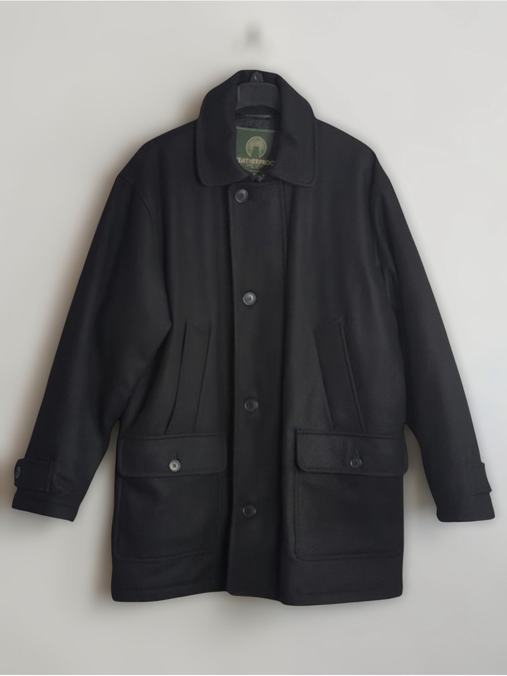 Weatherproof Classic Wool Blend Pea Coat Quilted Liner Black Men's M